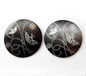 Black - Grey Painted Round Shell Pendant